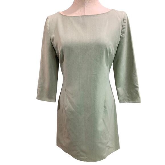 Size 6 Trio Brand Sage Green A-Line Dress Lined 3/4 Sleeve - Picture 2 of 9